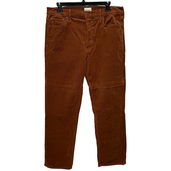 MOTHER The Tomcat Ankle Straight Leg Corduroy Pants Size 32 Hopscotch Brown - Picture 1 of 9